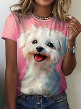 Frauen niedliches Hunde ölgemälde Kunstdruck T-Shirt